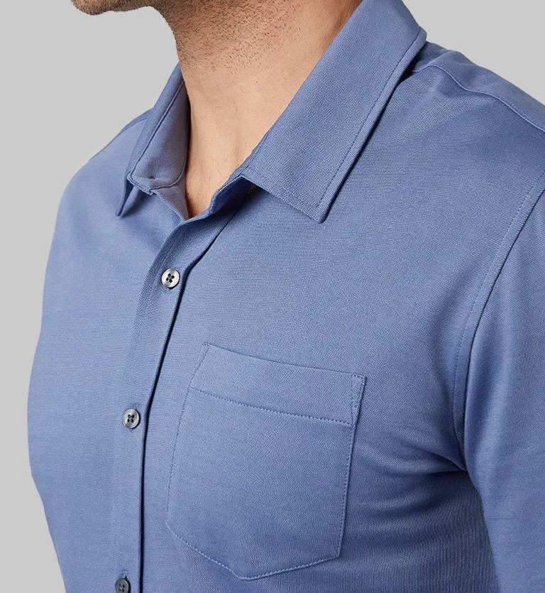 MEN'S CASUAL KNIT LONG SLEEVE BUTTON-UP