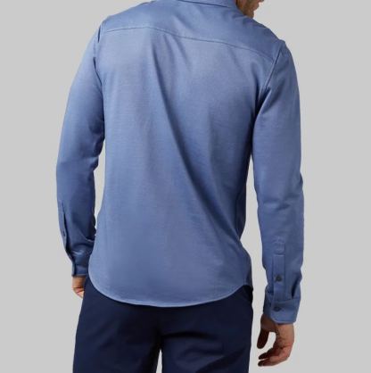 MEN'S CASUAL KNIT LONG SLEEVE BUTTON-UP