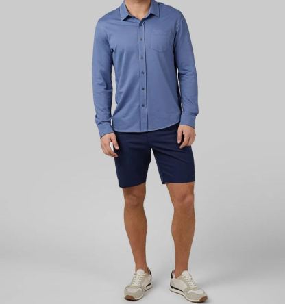 MEN'S CASUAL KNIT LONG SLEEVE BUTTON-UP