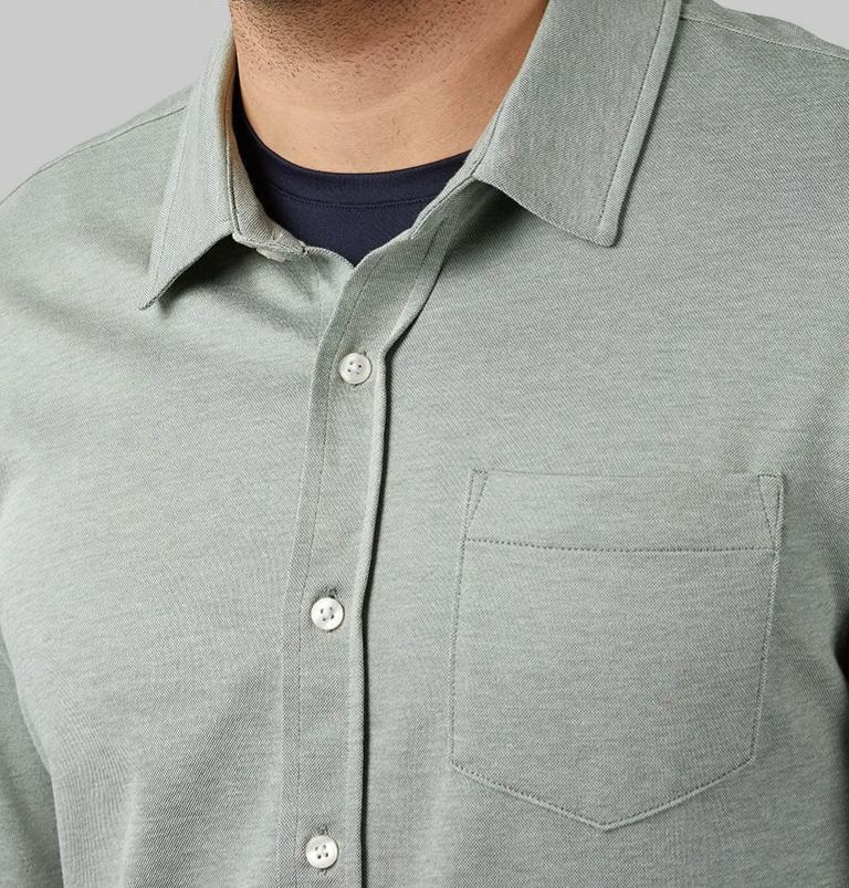 MEN'S CASUAL KNIT LONG SLEEVE BUTTON-UP