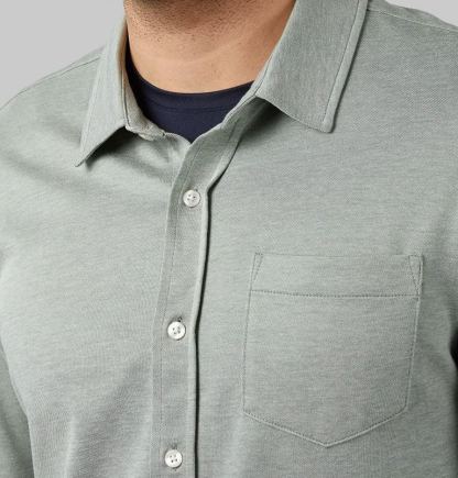 MEN'S CASUAL KNIT LONG SLEEVE BUTTON-UP