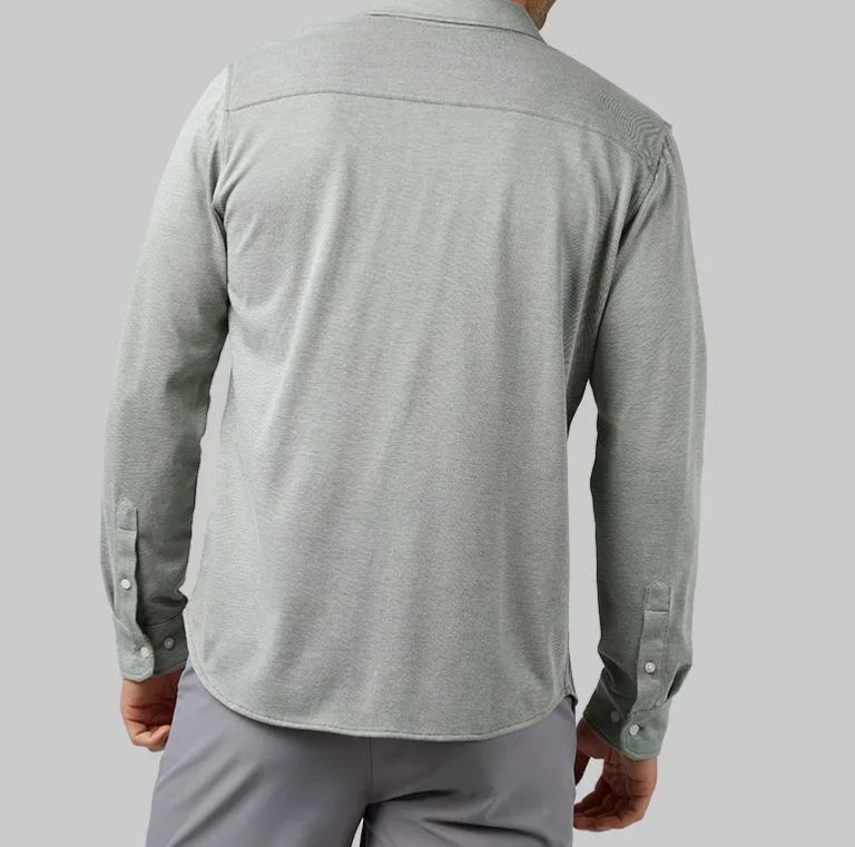 MEN'S CASUAL KNIT LONG SLEEVE BUTTON-UP