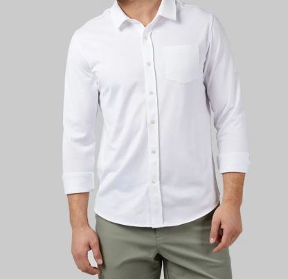 MEN'S CASUAL KNIT LONG SLEEVE BUTTON-UP