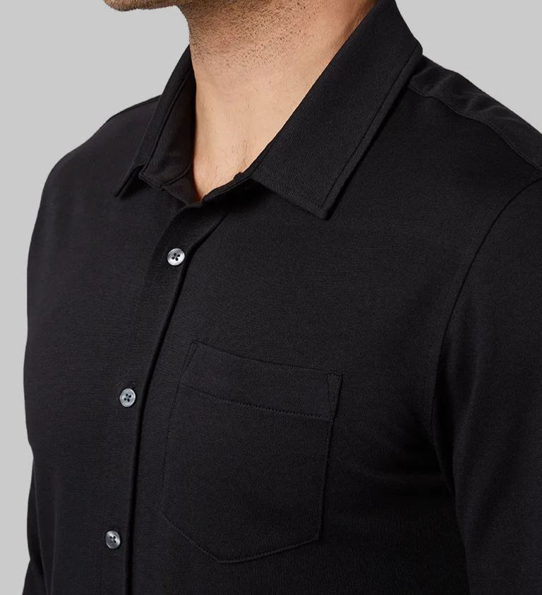MEN'S CASUAL KNIT LONG SLEEVE BUTTON-UP
