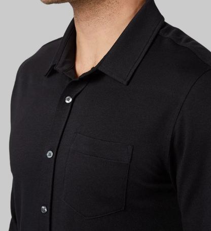 MEN'S CASUAL KNIT LONG SLEEVE BUTTON-UP