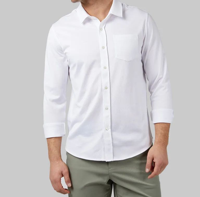 MEN'S CASUAL KNIT LONG SLEEVE BUTTON-UP