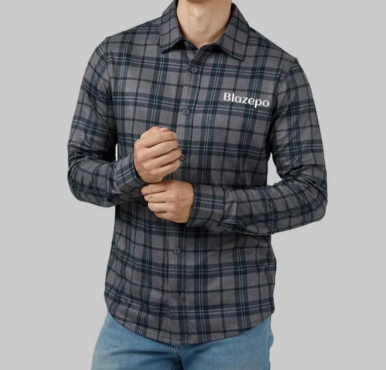MEN'S SOFT STRETCH KNIT LONG SLEEVE BUTTON-UP