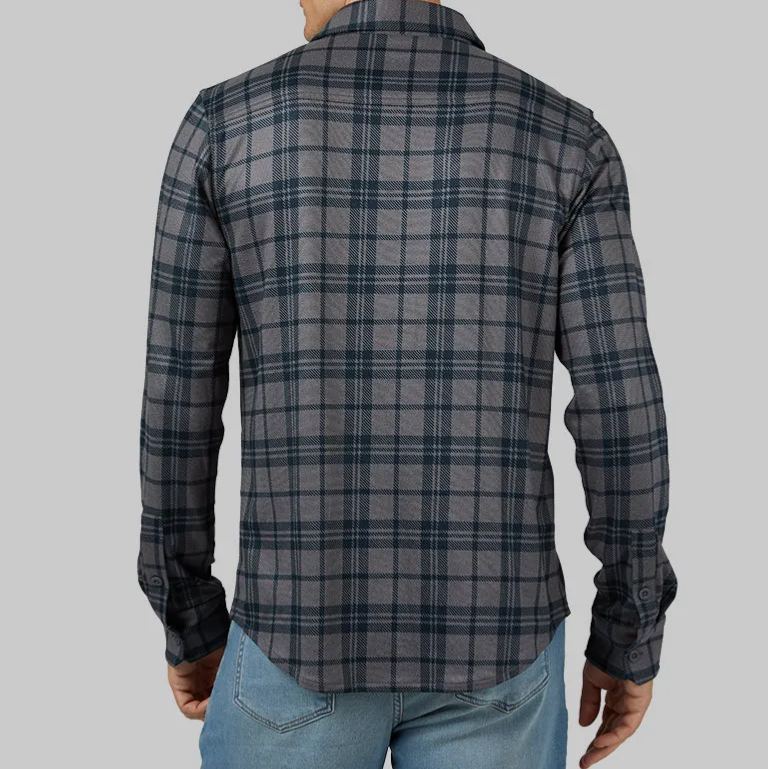 MEN'S SOFT STRETCH KNIT LONG SLEEVE BUTTON-UP
