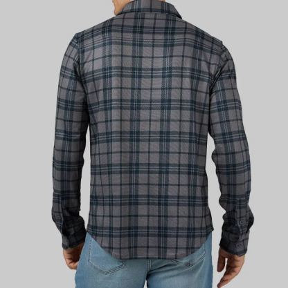 MEN'S SOFT STRETCH KNIT LONG SLEEVE BUTTON-UP