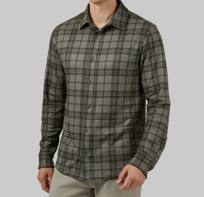 MEN'S SOFT STRETCH KNIT LONG SLEEVE BUTTON-UP
