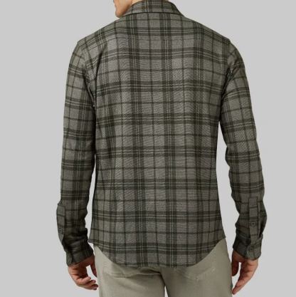 MEN'S SOFT STRETCH KNIT LONG SLEEVE BUTTON-UP