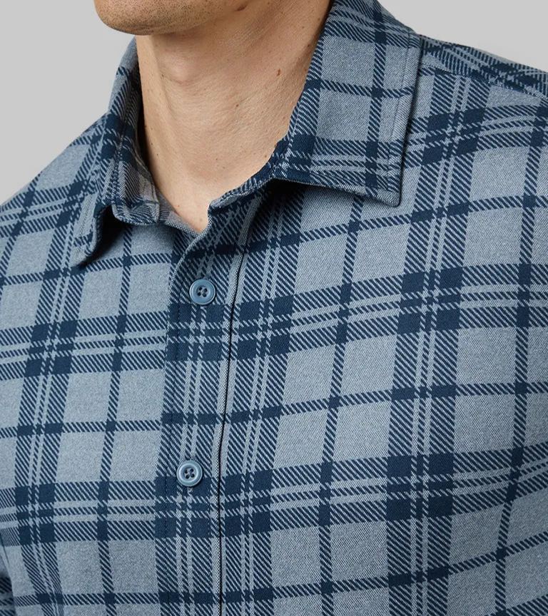 MEN'S SOFT STRETCH KNIT LONG SLEEVE BUTTON-UP