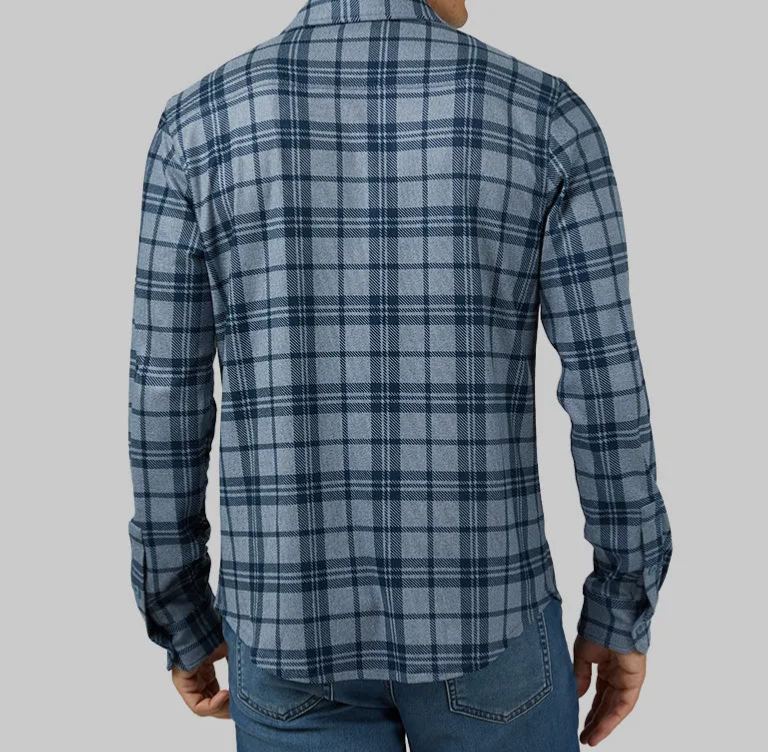 MEN'S SOFT STRETCH KNIT LONG SLEEVE BUTTON-UP