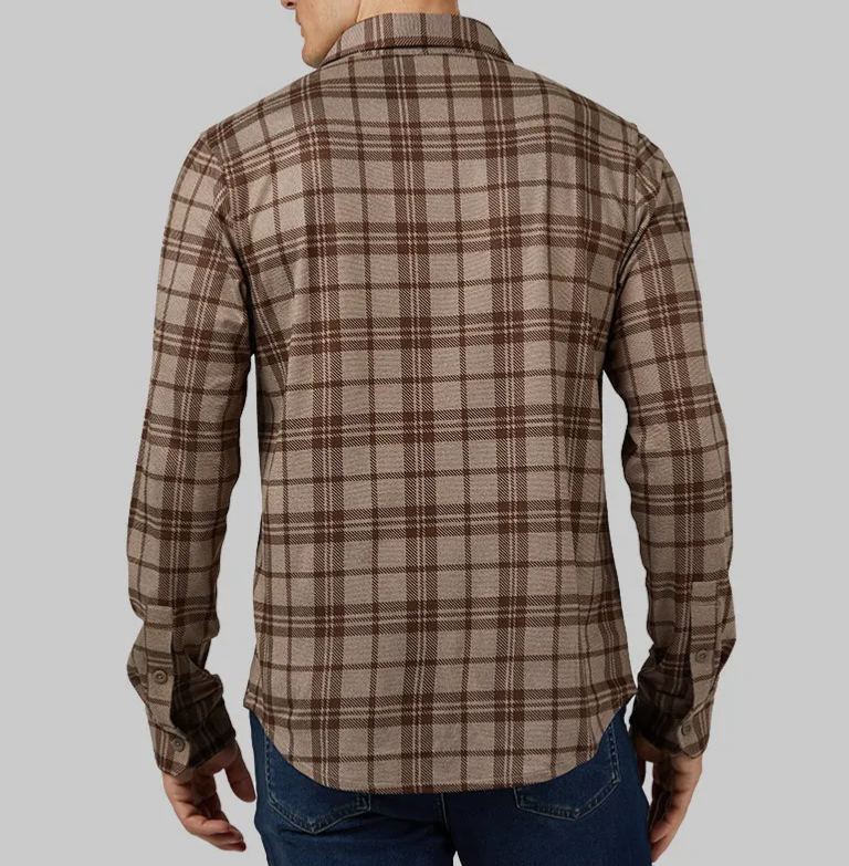 MEN'S SOFT STRETCH KNIT LONG SLEEVE BUTTON-UP