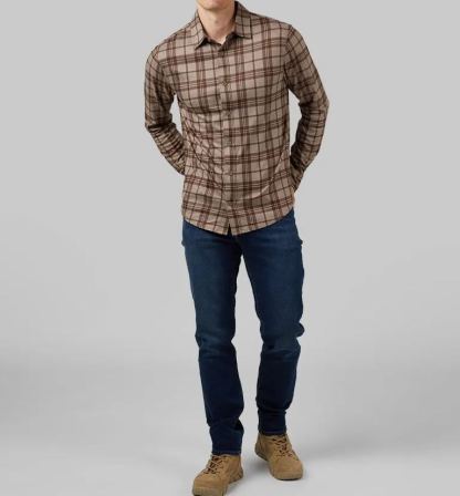 MEN'S SOFT STRETCH KNIT LONG SLEEVE BUTTON-UP