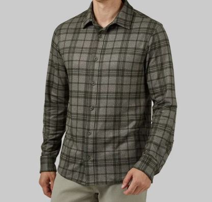 MEN'S SOFT STRETCH KNIT LONG SLEEVE BUTTON-UP