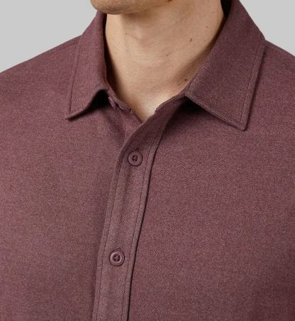 MEN'S SOFT STRETCH KNIT LONG SLEEVE BUTTON-UP
