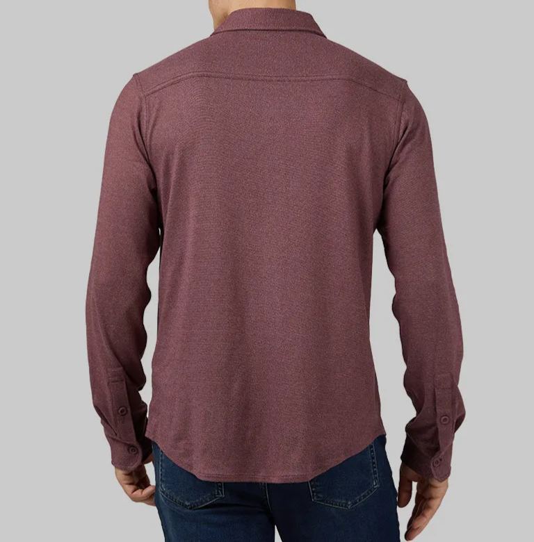 MEN'S SOFT STRETCH KNIT LONG SLEEVE BUTTON-UP