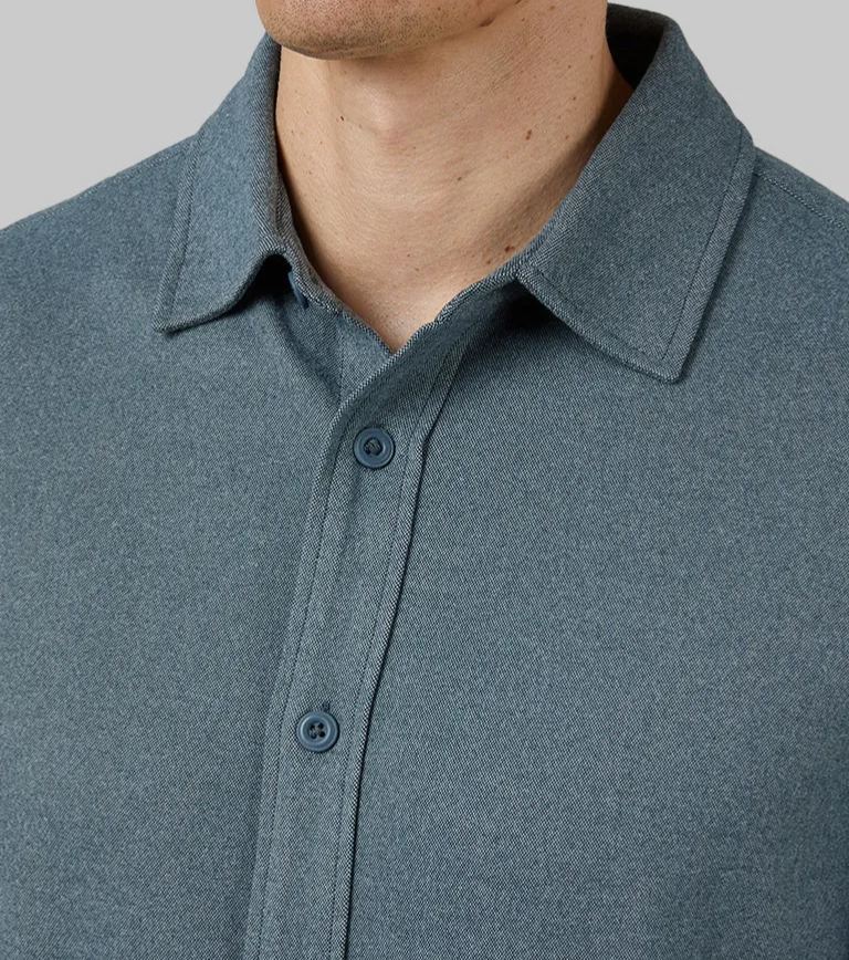 MEN'S SOFT STRETCH KNIT LONG SLEEVE BUTTON-UP