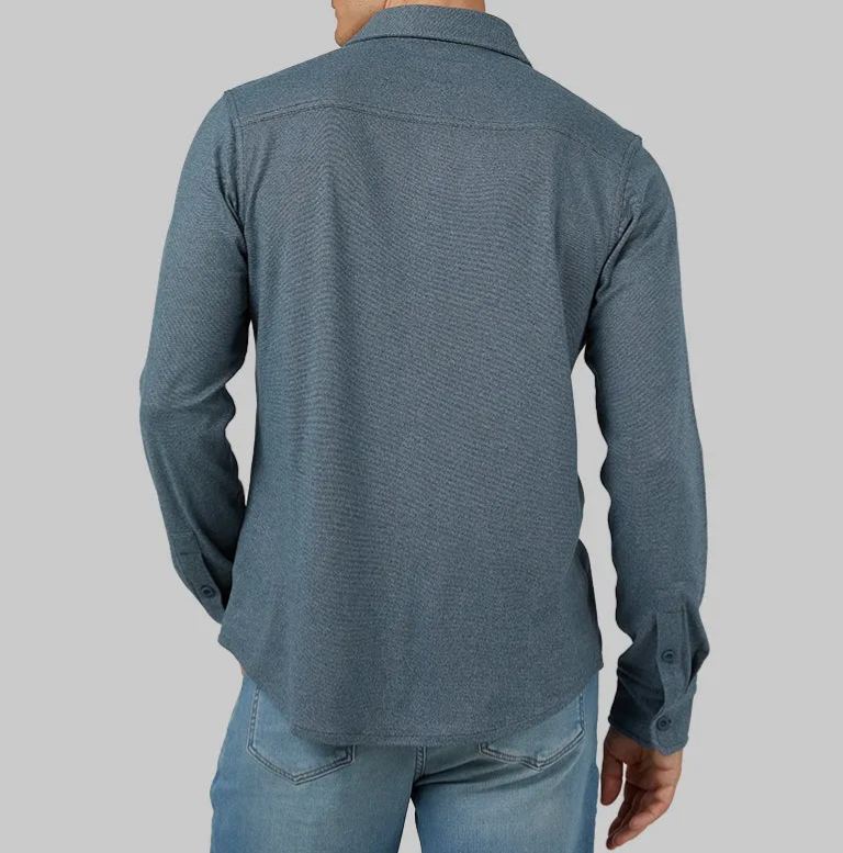 MEN'S SOFT STRETCH KNIT LONG SLEEVE BUTTON-UP