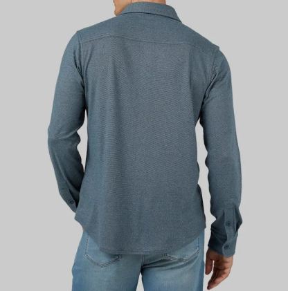 MEN'S SOFT STRETCH KNIT LONG SLEEVE BUTTON-UP