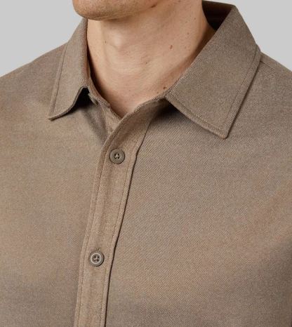 MEN'S SOFT STRETCH KNIT LONG SLEEVE BUTTON-UP
