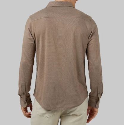 MEN'S SOFT STRETCH KNIT LONG SLEEVE BUTTON-UP