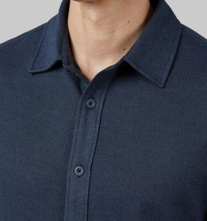 MEN'S SOFT STRETCH KNIT LONG SLEEVE BUTTON-UP