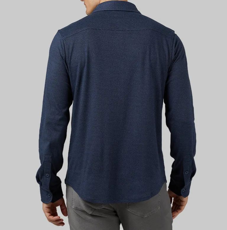 MEN'S SOFT STRETCH KNIT LONG SLEEVE BUTTON-UP