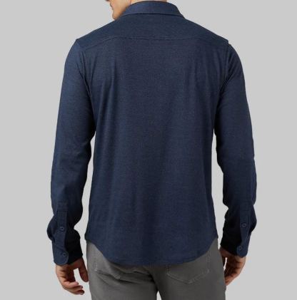 MEN'S SOFT STRETCH KNIT LONG SLEEVE BUTTON-UP