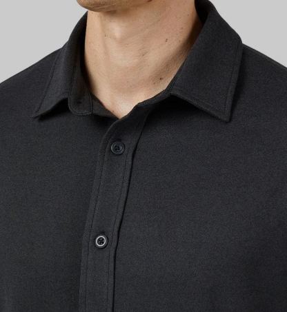 MEN'S SOFT STRETCH KNIT LONG SLEEVE BUTTON-UP
