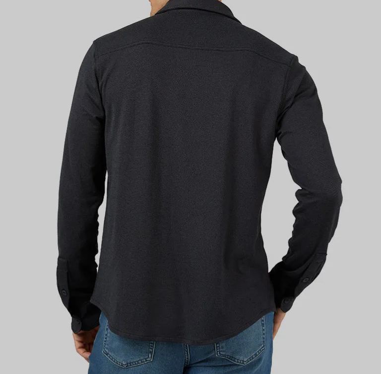 MEN'S SOFT STRETCH KNIT LONG SLEEVE BUTTON-UP