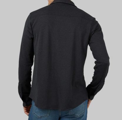 MEN'S SOFT STRETCH KNIT LONG SLEEVE BUTTON-UP