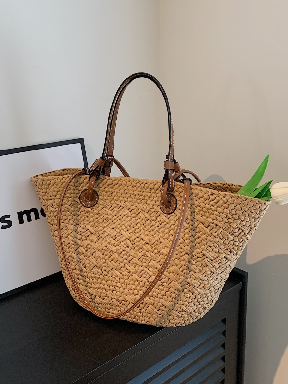 Women Woven Tote Bag Fashion Straw Bag