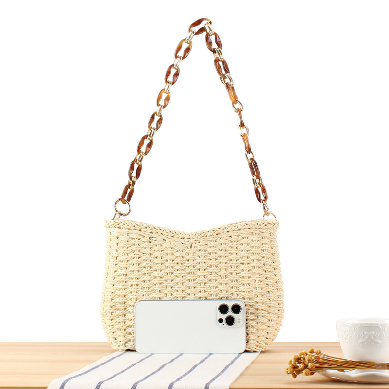 Eco-friendly handmade straw tote bag for summer