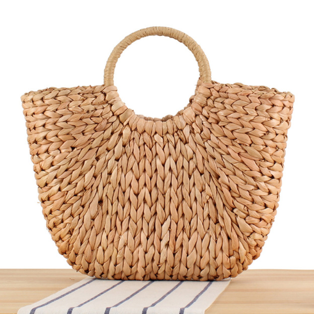 Summer Rattan Bag for Women Straw Hand-woven Top-handle Handbag Beach Sea Straw Rattan Tote Clutch Bags