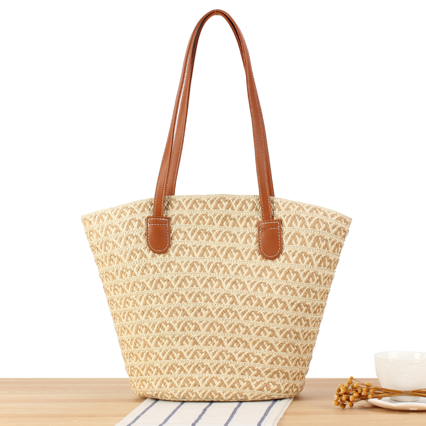 Handwoven Straw Tote Bag for Women – Summer Beach Shoulder Bag – Kimenex