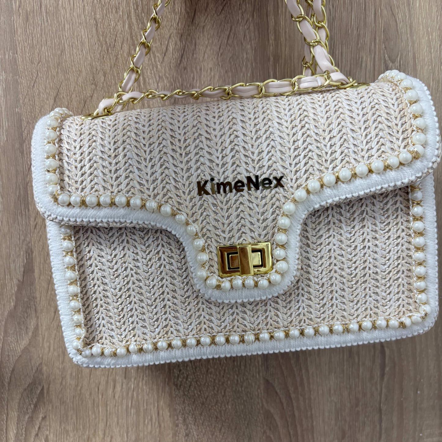 Small Women Straw Shoulder Bag Crossbody Bag Beach Purse with Pearls Decor for Vacation