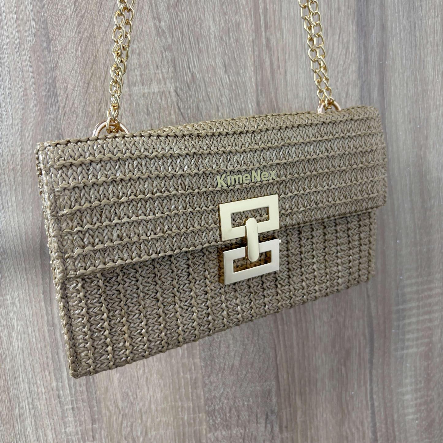 Boho Chic Straw Clutch Purse for Women – Summer Beach Handbag