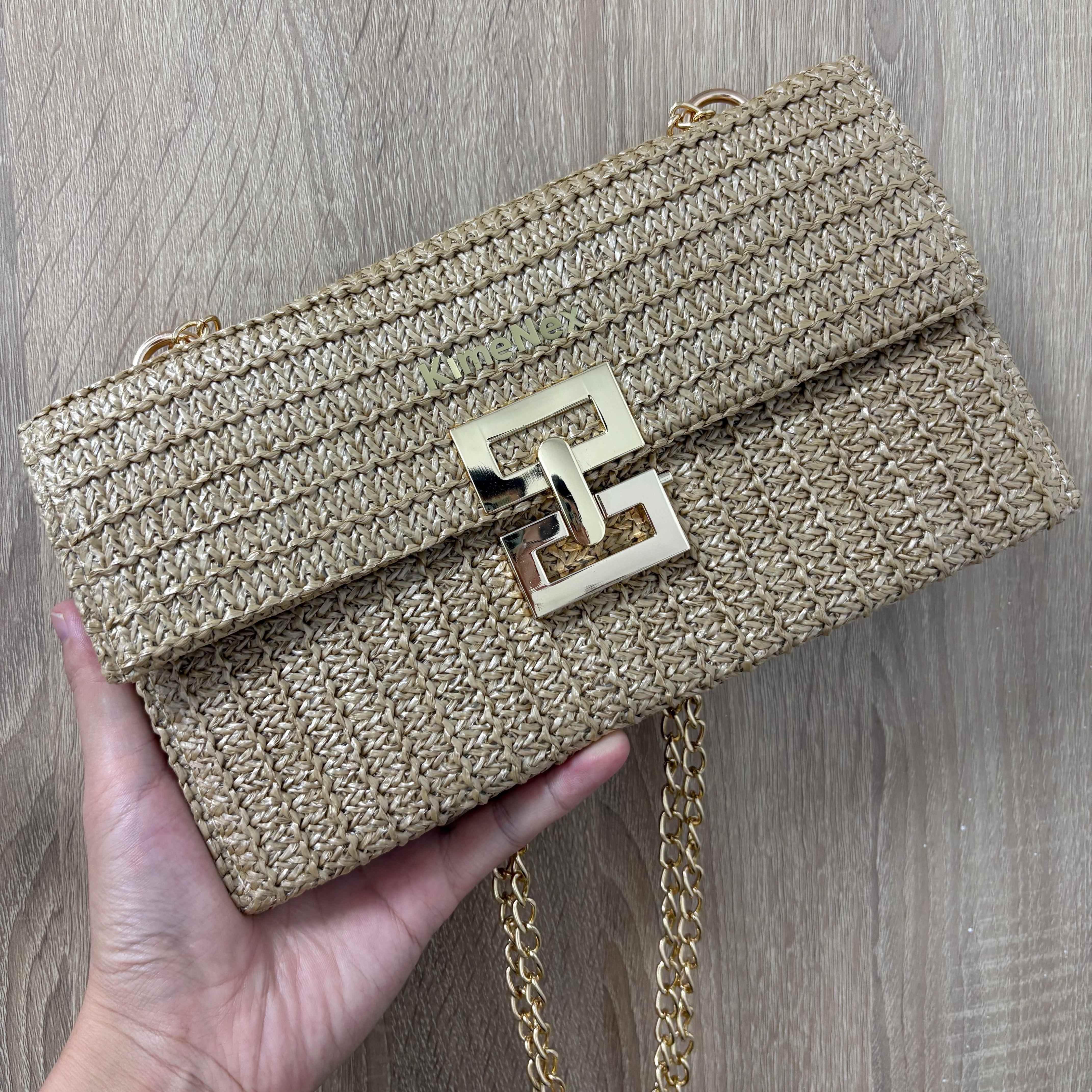 Boho Chic Straw Clutch Purse for Women – Summer Beach Handbag