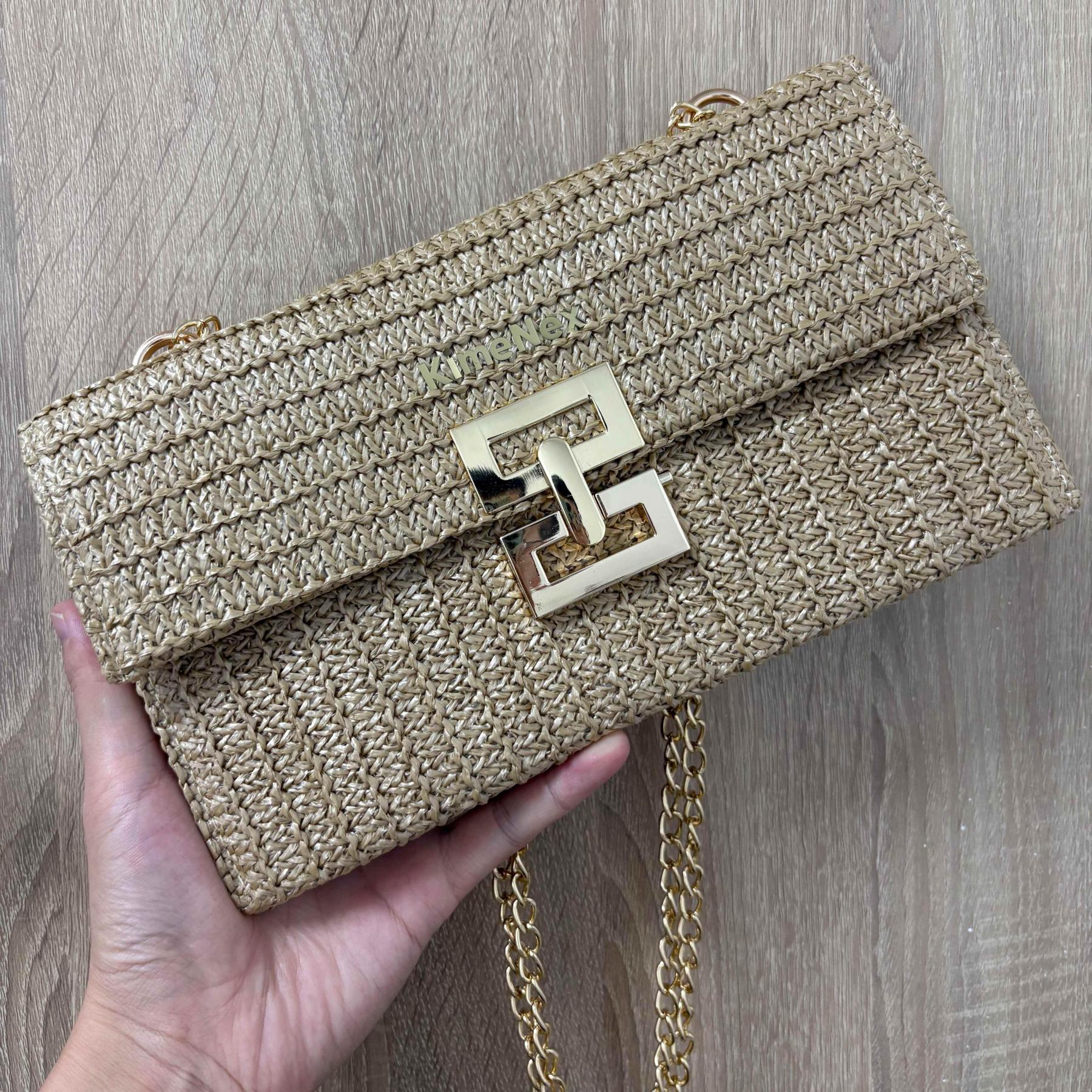 Boho Chic Straw Clutch Purse for Women – Summer Beach Handbag