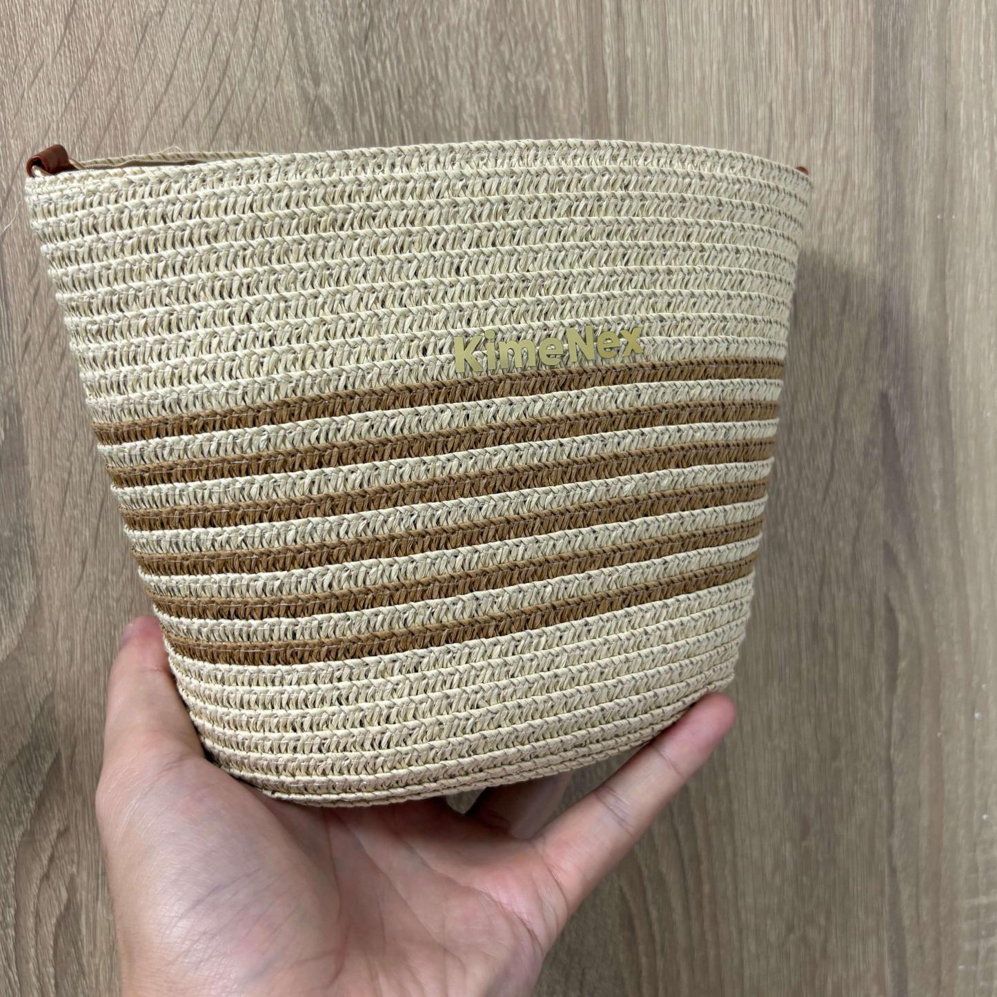 Handwoven Straw Tote Bag for Women – Summer Beach Shoulder Bag