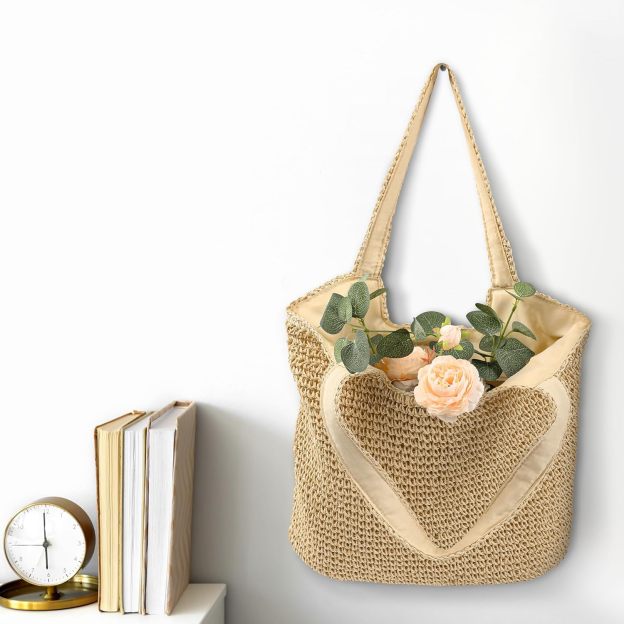 Large Beach Bag Woven Straw Tote Bags Shopping Travel Bag for Women