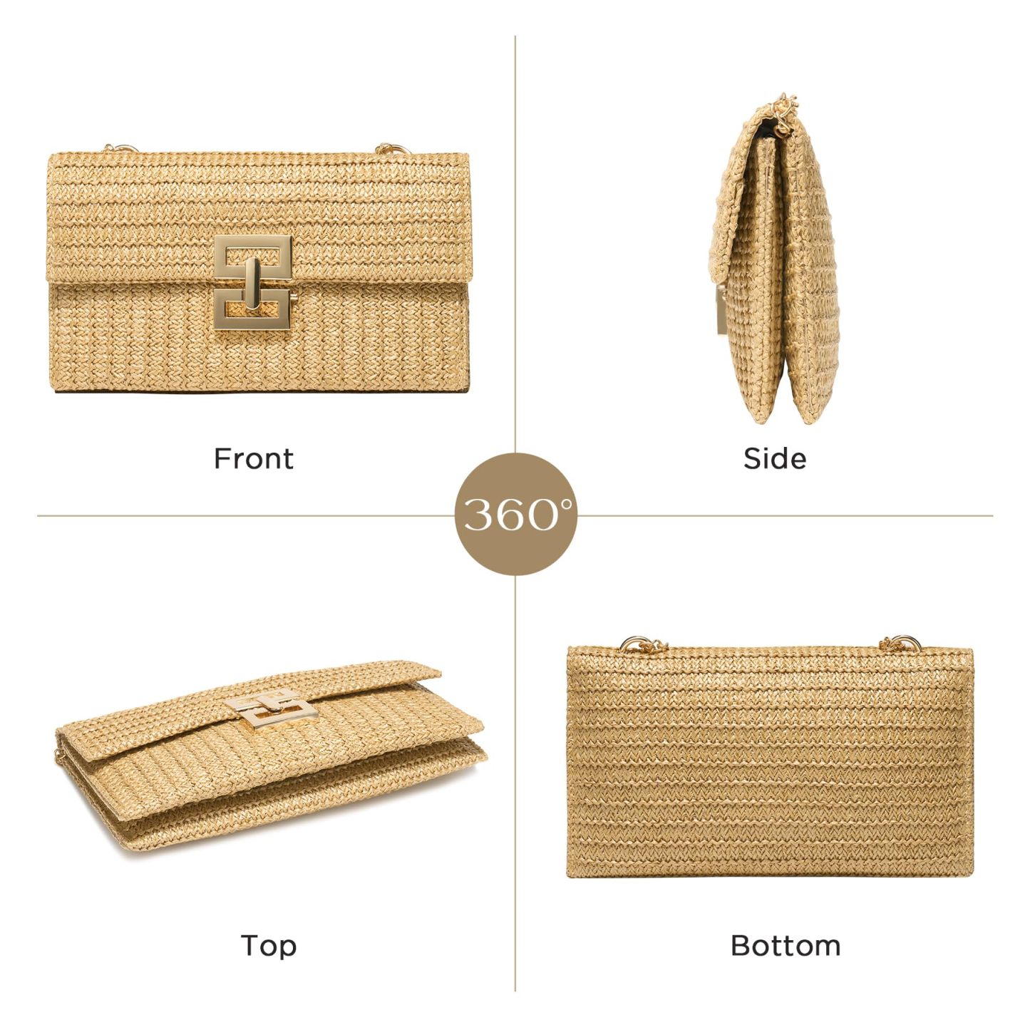 Boho Chic Straw Clutch Purse for Women – Summer Beach Handbag