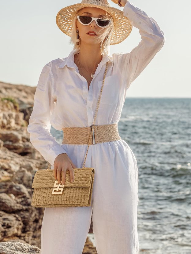 Boho Chic Straw Clutch Purse for Women – Summer Beach Handbag