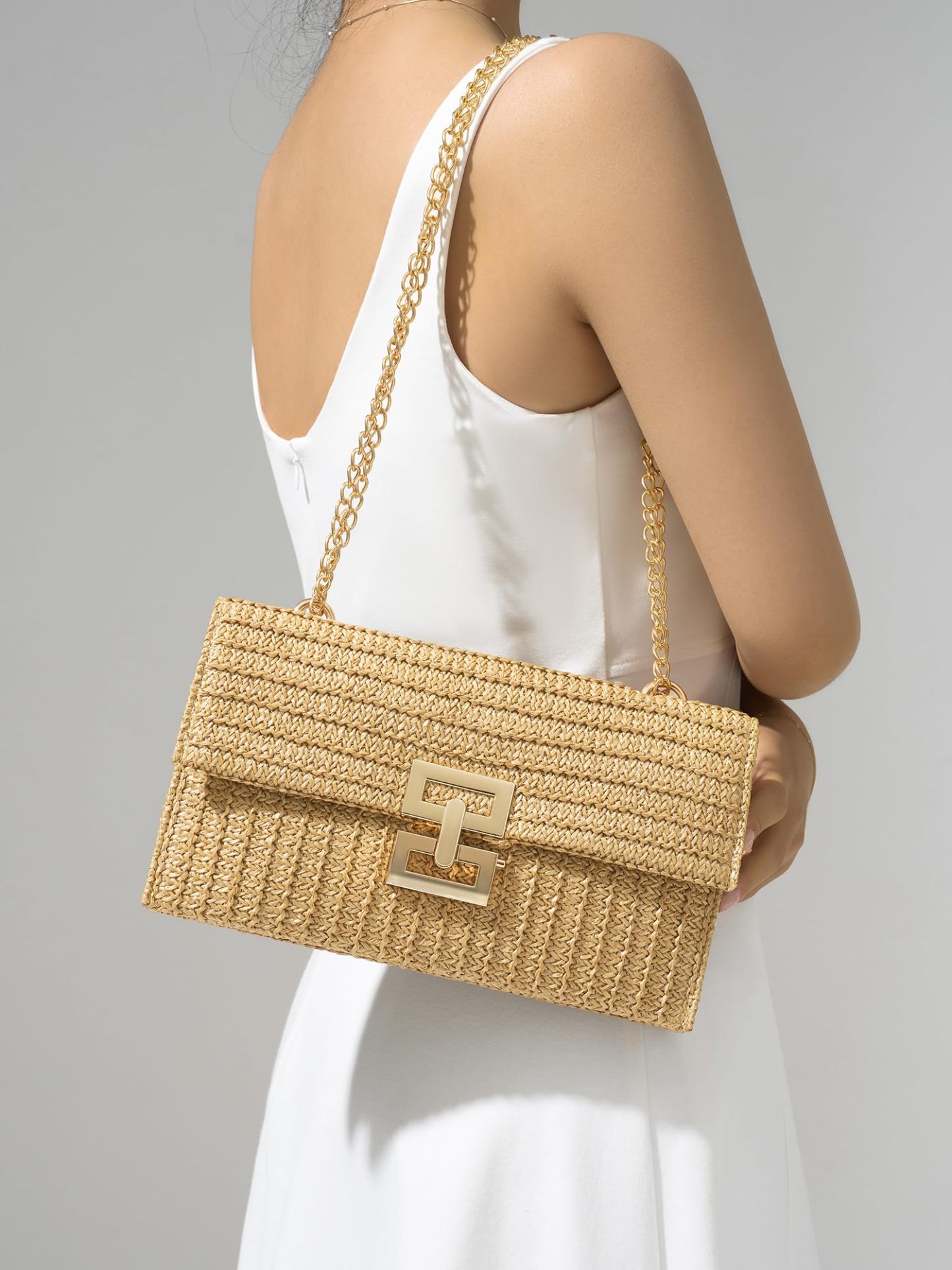Boho Chic Straw Clutch Purse for Women – Summer Beach Handbag
