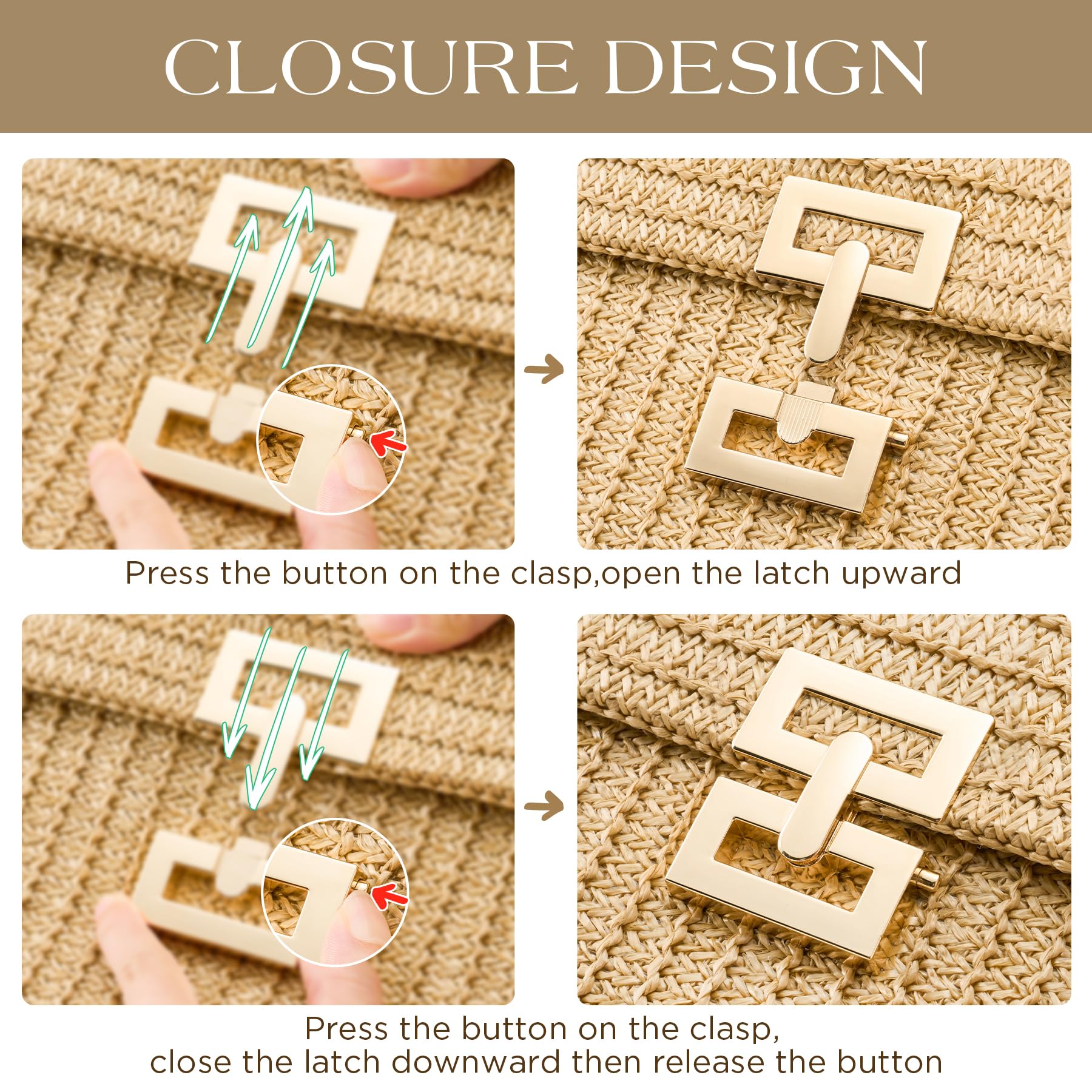 Boho Chic Straw Clutch Purse for Women – Summer Beach Handbag