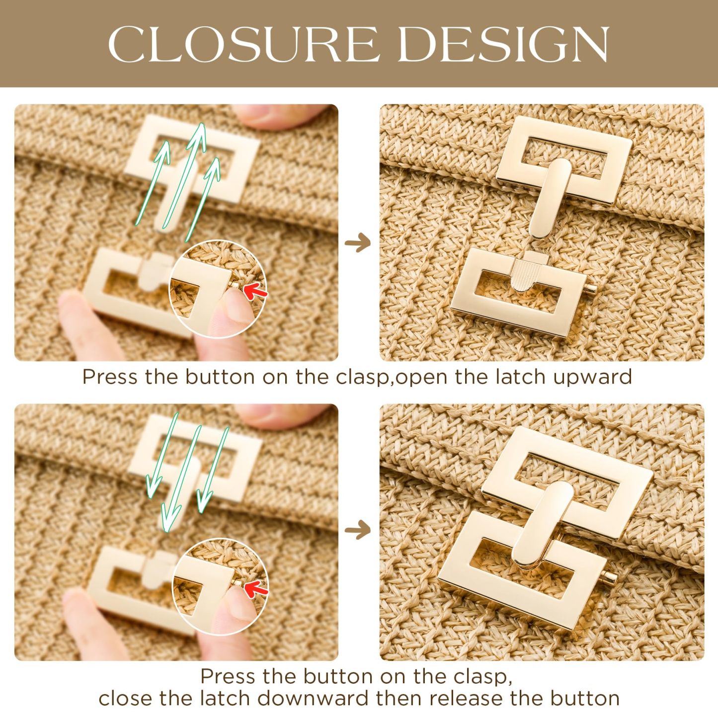 Boho Chic Straw Clutch Purse for Women – Summer Beach Handbag