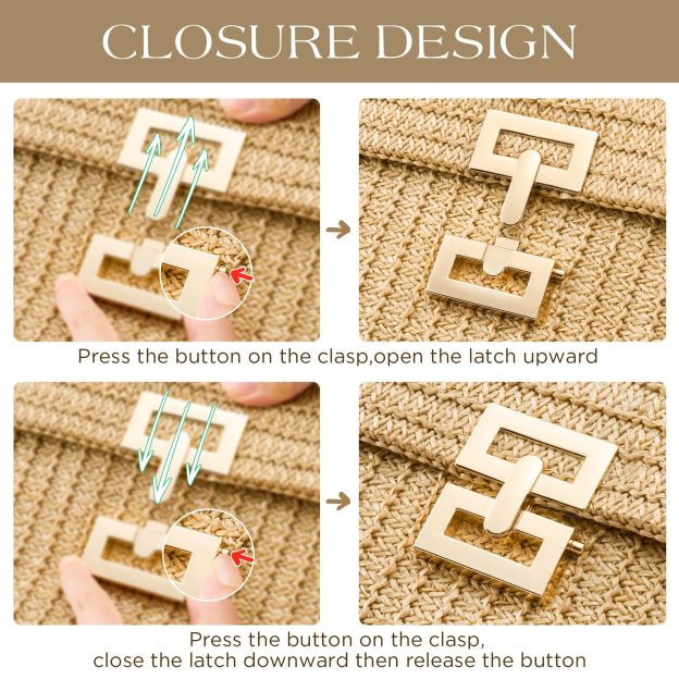 Boho Chic Straw Clutch Purse for Women – Summer Beach Handbag