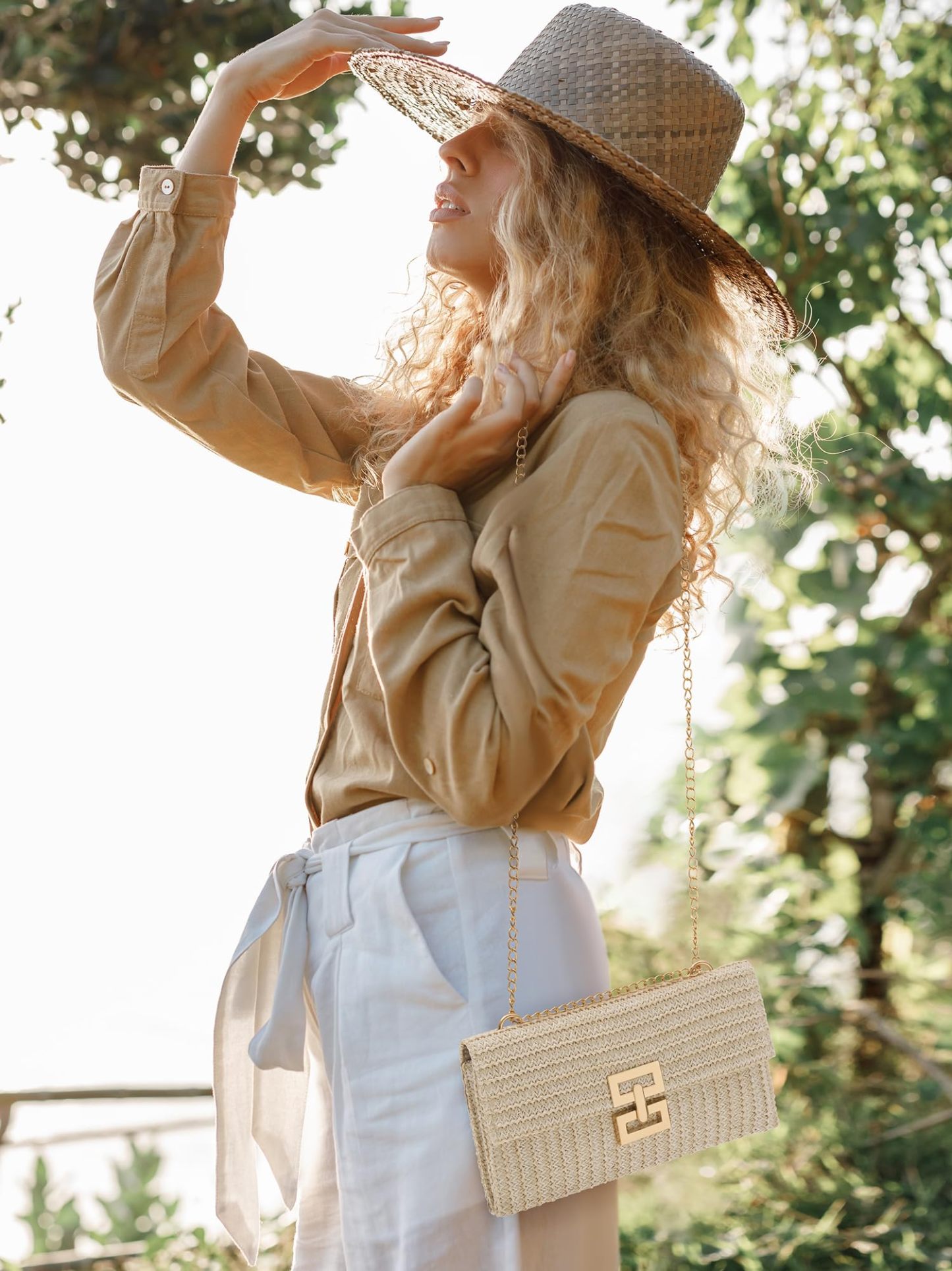 Boho Chic Straw Clutch Purse for Women – Summer Beach Handbag